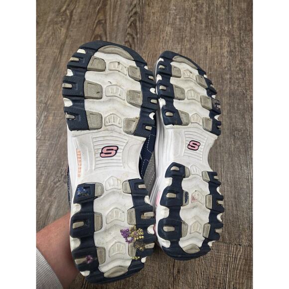 Skechers Sport D'Lites Memory Foam Lace-up Sneakers Navy Pink Gray Shoes Size 8 - Picture 8 of 9